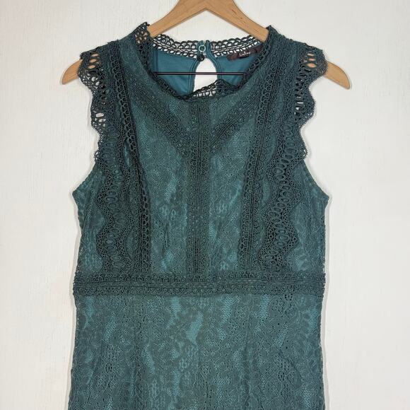 Lulu's My Sweetheart Dark Teal Green Lace Mini Dress Size M Holiday Cocktail - Picture 6 of 12
